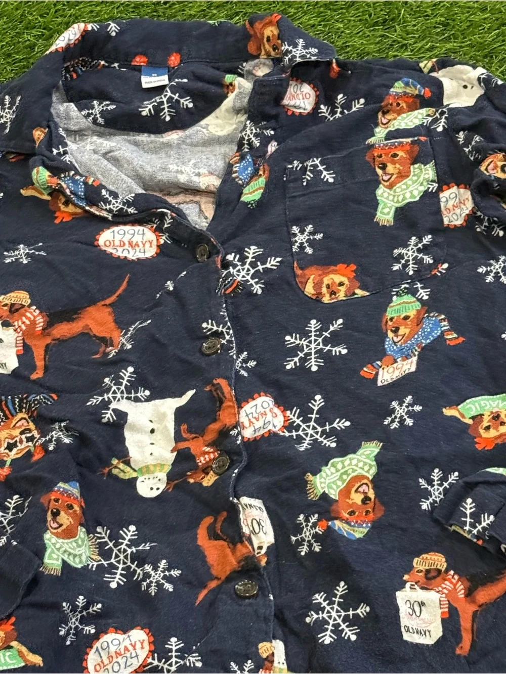 Old Navy Button Down Pajama Set - Winter Dogs